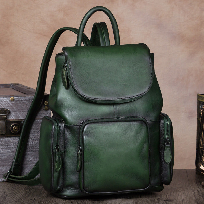 backpack laptop bag women& 39 IVTG Genuine Leather Backpack A352 Green