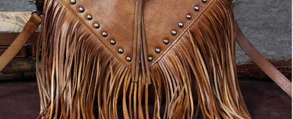 Womens Western Leather Purse With Fringe Boho Purses Fringe