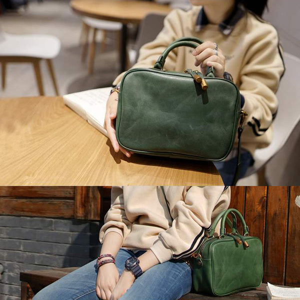 Leather Small Over the Shoulder Purse Bags Crossbody Handbags for Ladies Green