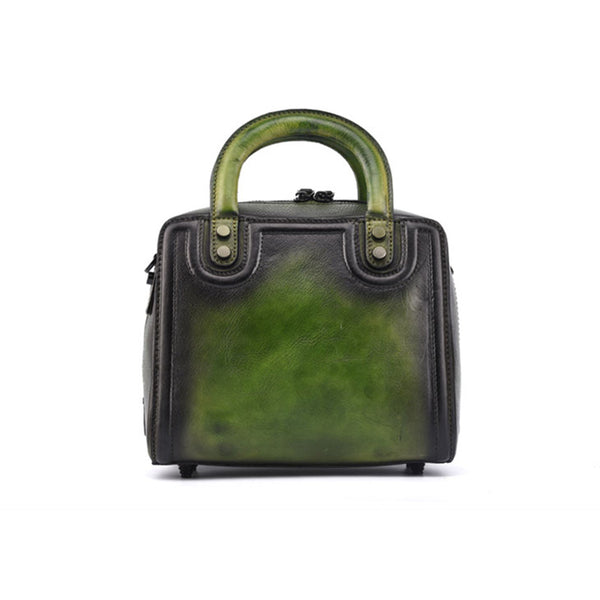 Leather Women Cube Bag Leather Handbags Crossbody Bags for Women Green