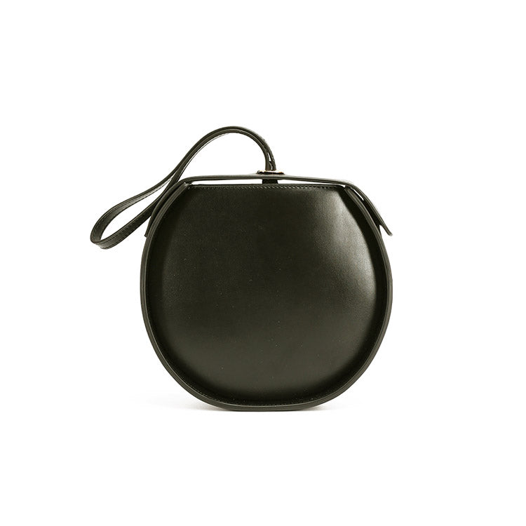 Leather Womens Circle Handbags Small Leather Crossbody Bags Purse black