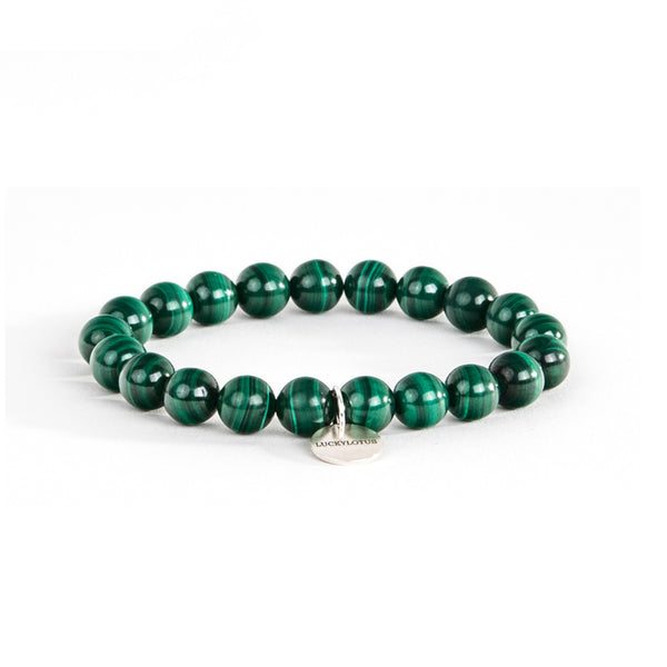 Malachite Bead Silver Bracelet Handmade Gemstone Jewelry Accessories Women Men gift