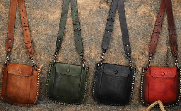 Medium Women's Western Cowhide Leather Crossbody Purse Satchel Bag For Ladies Chic