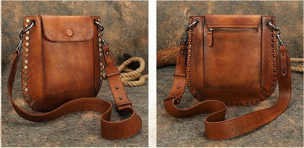 Medium Women's Western Cowhide Leather Crossbody Purse Satchel Bag For Ladies Cool