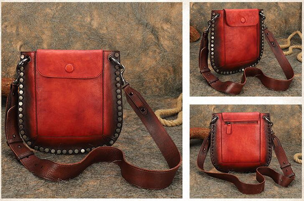 Medium Women's Western Cowhide Leather Crossbody Purse Satchel Bag For Ladies Designer
