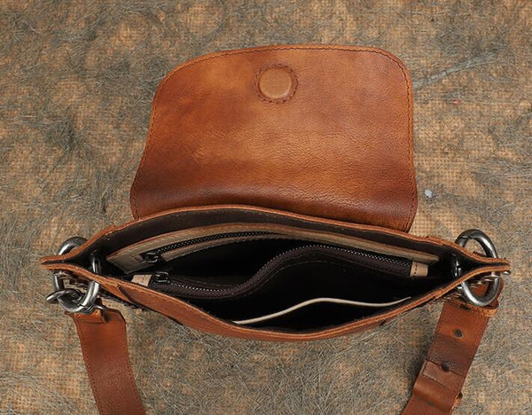 Medium Women's Western Cowhide Leather Crossbody Purse Satchel Bag For Ladies Inside