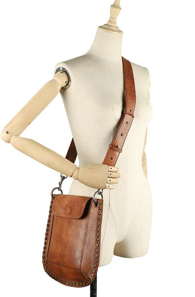 Medium Women's Western Cowhide Leather Crossbody Purse Satchel Bag For Ladies Minimalist