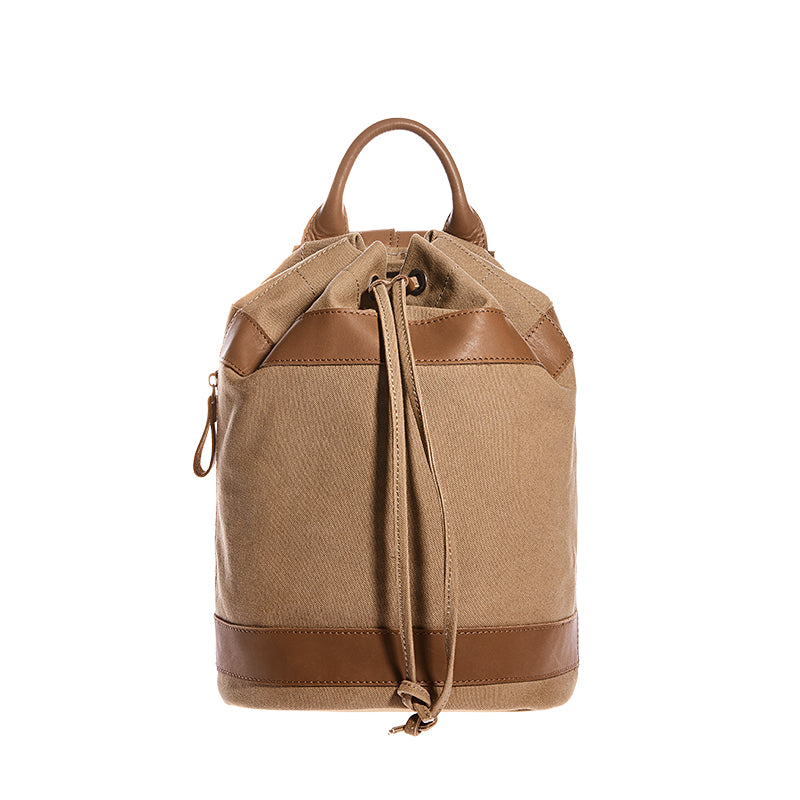 best drawstring backpack leather Medium Womens Canvas And Leather Drawstring Backpack Bag Purse Handbag – igemstonejewelry