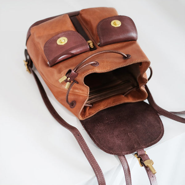 Mini Black Leather Backpack Bags Cute Backpacks For Women Brown