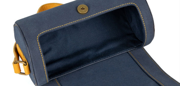 Mini Ladies Blue Faux Leather Fringe Crossbody Bag Barrel Purse Crossbody Boho Bag Inside