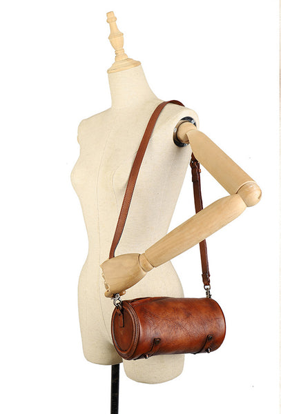 Mini Ladies Cowhide Leather Crossbody Bag Purse Cylindrical Side Bags For Women Fashion