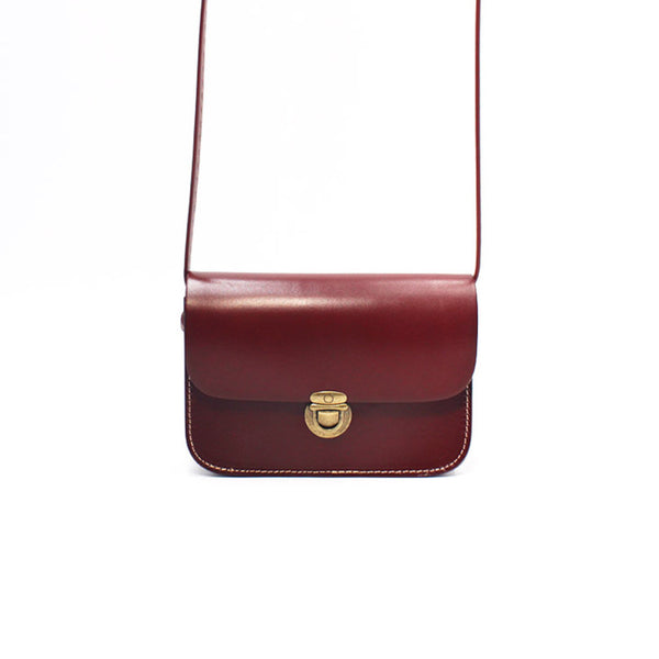 Mini Vintage Handmade Leather Crossbody Shoulder Bags Purses Women gift Accessories dark brown