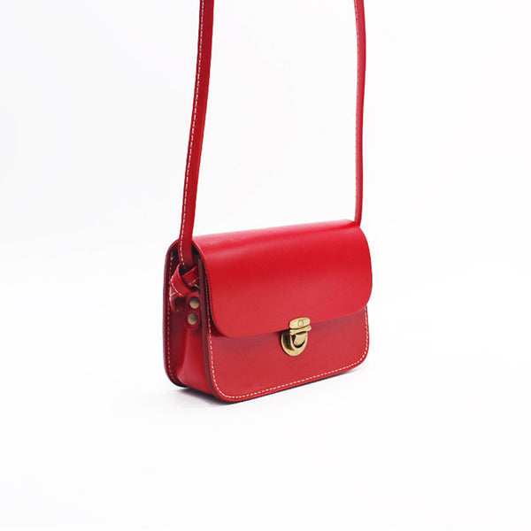 Mini Vintage Handmade Leather Crossbody Shoulder Bags Purses Women gift Accessories red