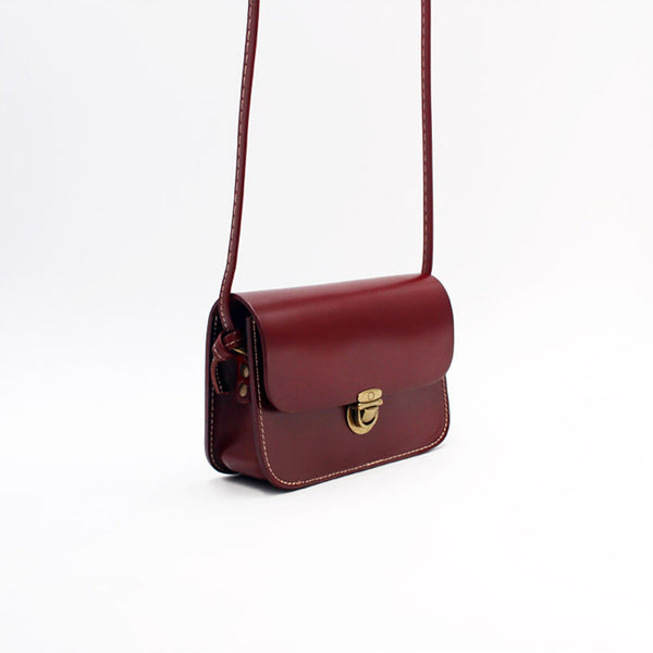 Mini Vintage Handmade Leather Crossbody Shoulder Bags Purses Women gift dark brown Accessories