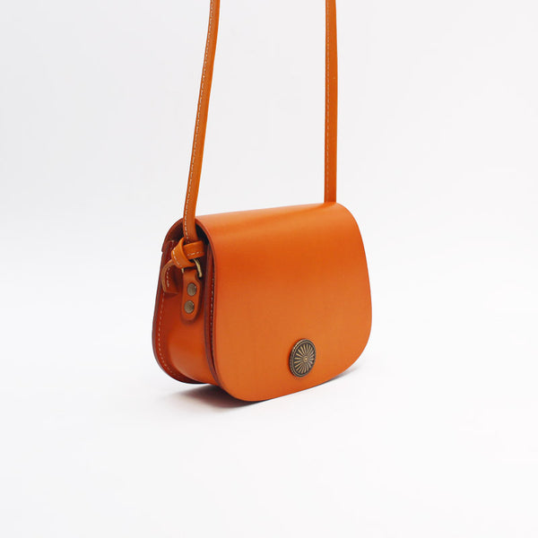 Mini Vintage Handmade Leather Saddle Crossbody Shoulder Round Bag Purses Women left