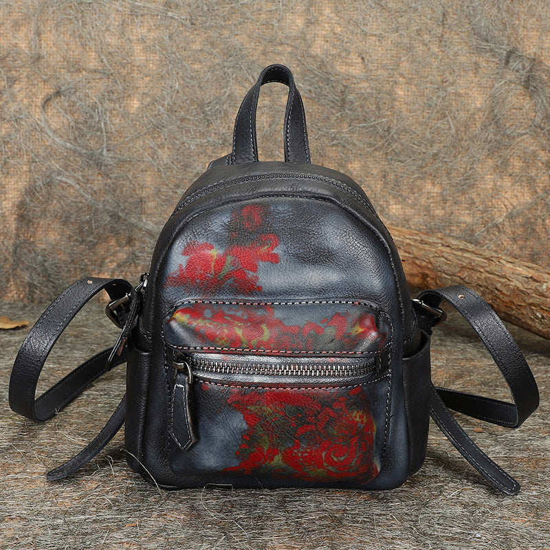 black and brown leather backpack purse Cute Womens Mini Brown Leather Backpack Purse Book Bag Purses for Women