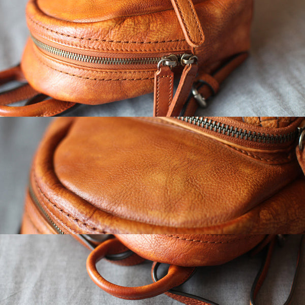Mini Womens Brown Leather Backpack Purse Cute Backpacks for Women Designer