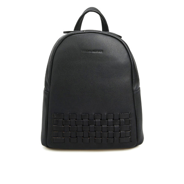 Mini Womens Designer Black Leather Braided Backpack Purse