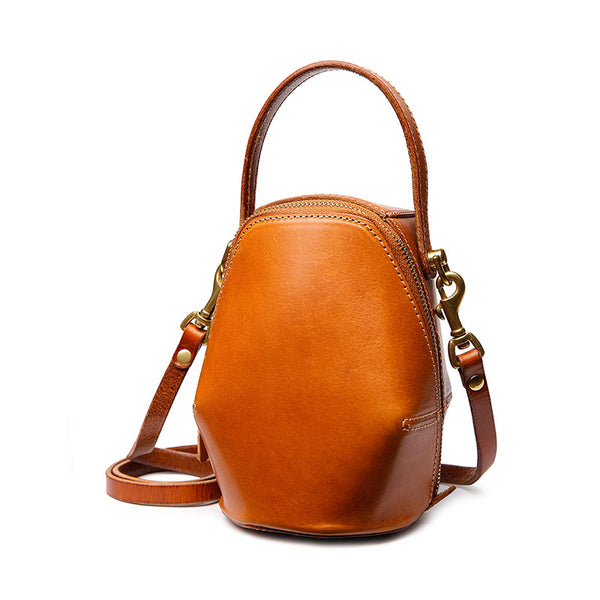 Mini Womens Leather Crossbody Sling Bag Purse Shoulder Handbags for Women Brown