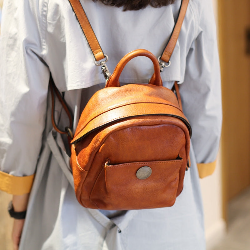 crossbody backpack purse mini Mini Womens Vintage Brown Leather Backpack Purse Cowhide Crossbody Bag – igemstonejewelry