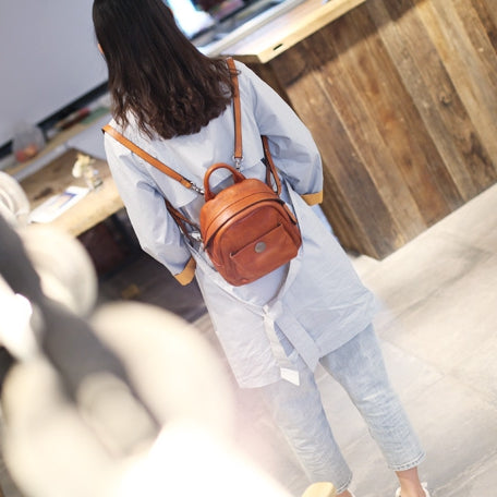 Mini Womens Vintage Brown Leather Backpack Purse Cowhide Crossbody Bag for Women