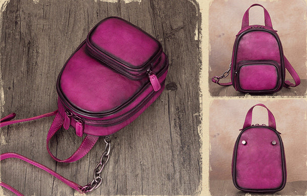 Mini Womens Cute Leather Crossbody Handbag Purse Side Bag for Women Handmade