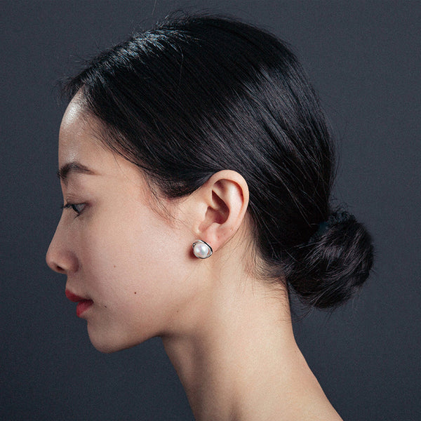 Minimalism Pearl Stud Earrings Silver Jewelry Accessories Gifts Women june birthstone