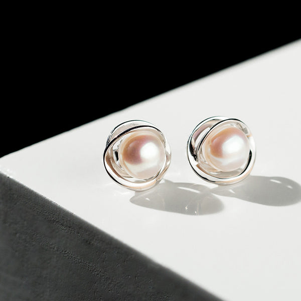 Minimalism Pearl Stud Earrings Silver Jewelry Accessories Gifts Women white gemstone