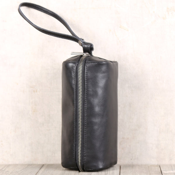 Minimalist Handmade Genuine Leather Wallet Clutches Handbags Phone Case Women Men black