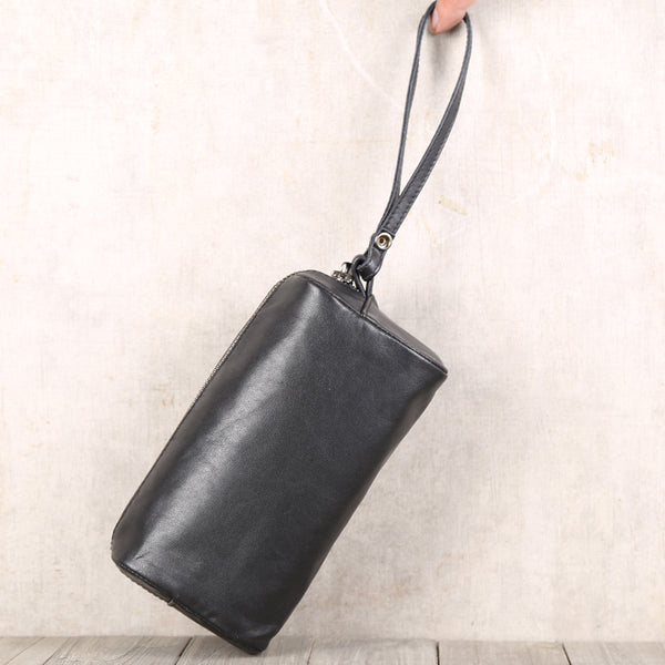 Minimalist Handmade Genuine Leather Wallet Clutches Handbags Phone Case Women Men