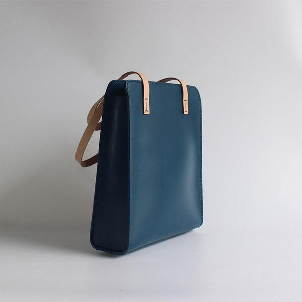 Minimalist Women Blue Leather Tote Bag Handbags Shoulder Bag for Women best