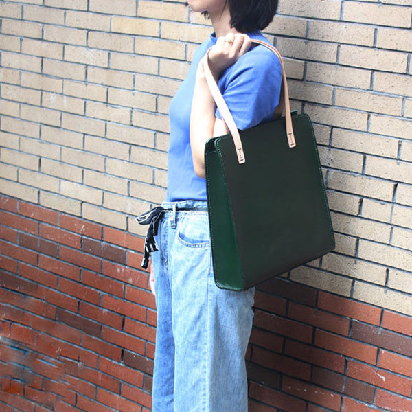 Minimalist Women Blue Leather Tote Bag Handbags Shoulder Bag for Women fashion
