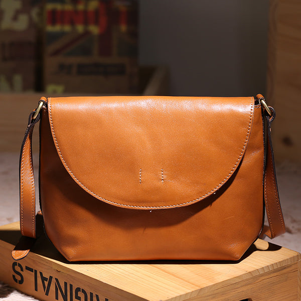 Minimalist Women Brown Leather Satchel Bag Crossbody Bags Purses for Women