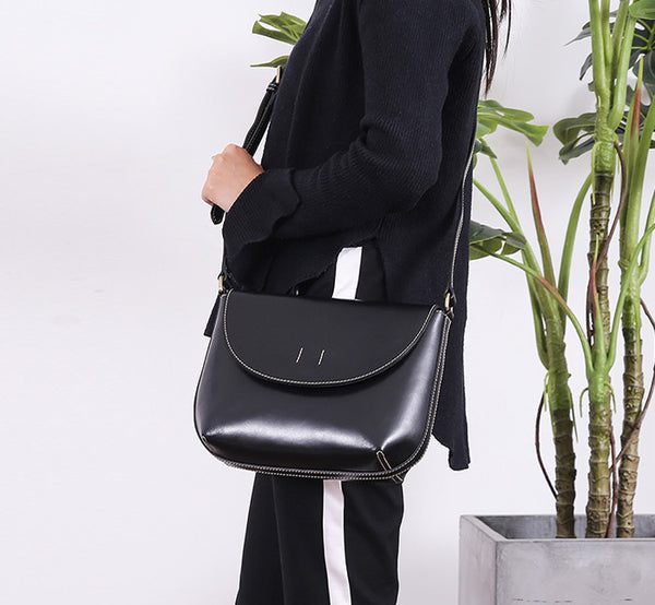Minimalist Women Brown Leather Satchel Bag Crossbody Bags Purses for Women small