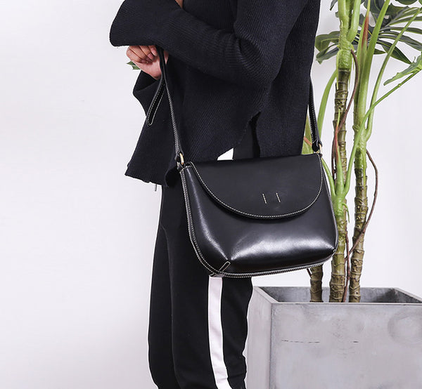 Minimalist Women Brown Leather Satchel Bag Crossbody Bags Purses for Women stylish