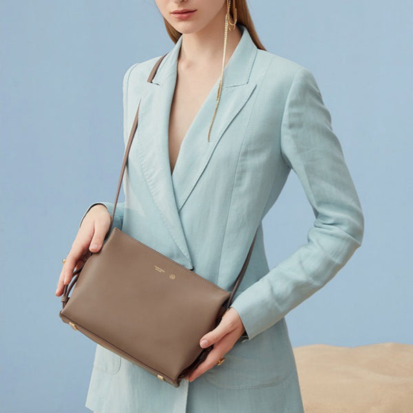 Minimalist Women's Work Bag Leather Crossbody Bags Purse for Women Genuine Leather