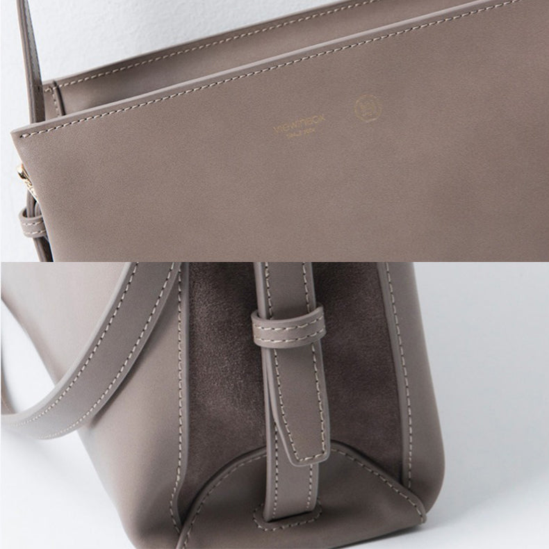 Genuine Leather Minimal Box Crossbody Bag Leather Handbag 
