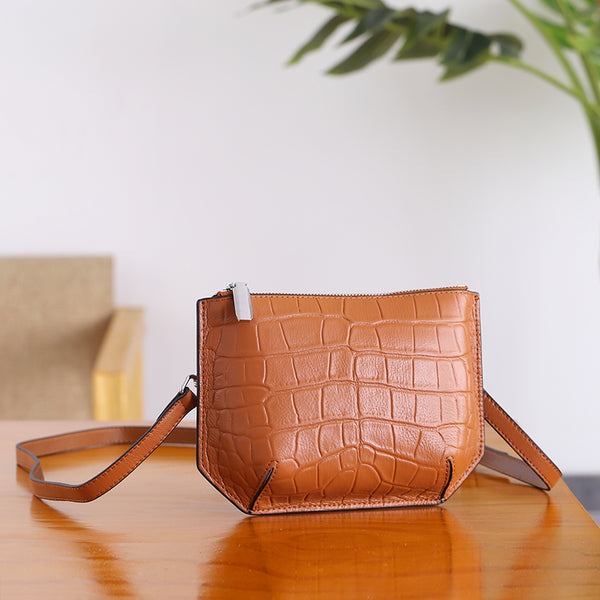 Minimalist Womens Brown Leather Crossbody Bags Shoulder Bag for Women