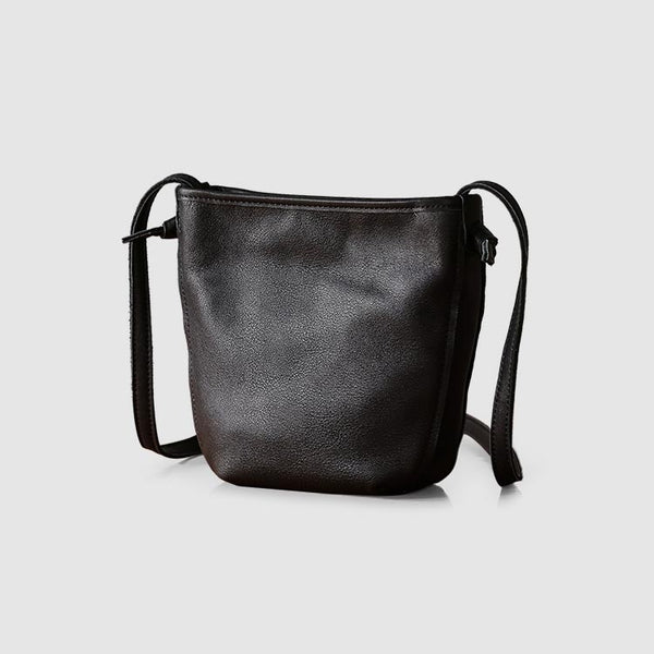 Minimalist Womens Black Leather Crossbody Bags Shoulder Bag for Women