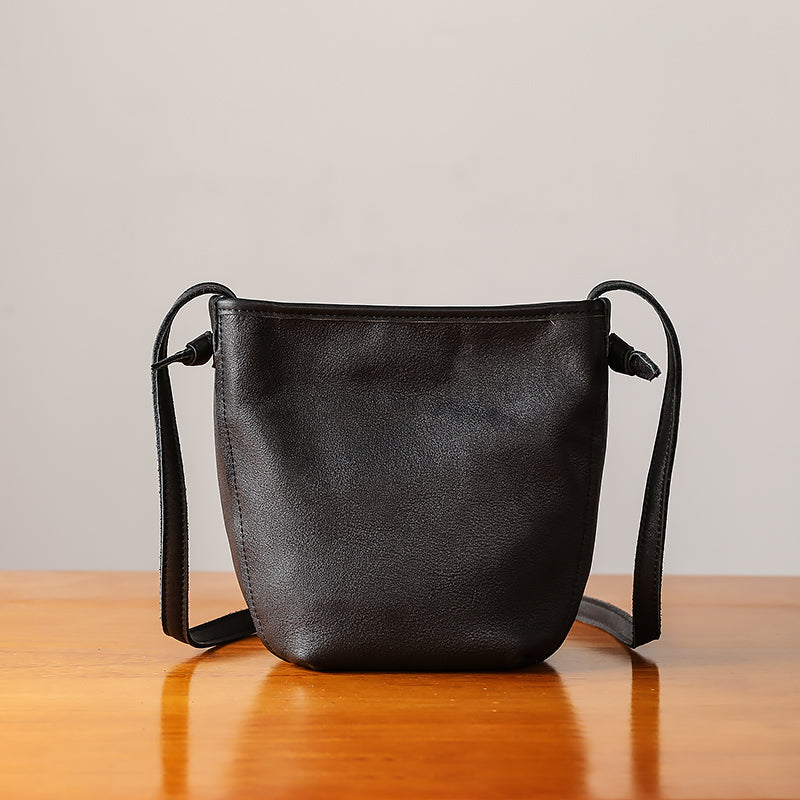 Minimalist Womens Leather Crossbody Bags Shoulder Bag for Women Black