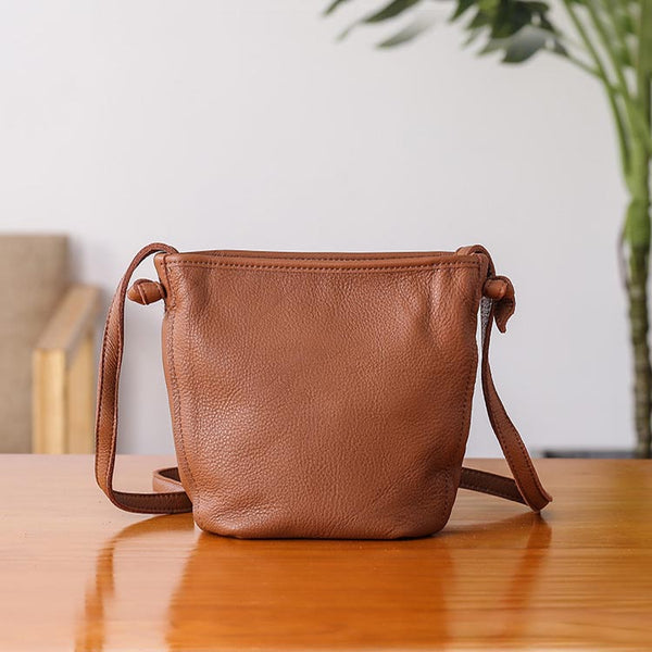Minimalist Womens Leather Crossbody Bags Shoulder Bag for Women Brown