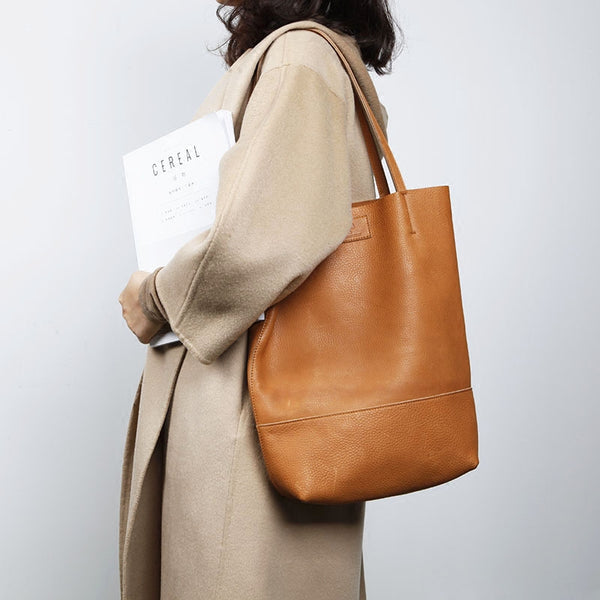 Minimalist Womens Leather Tote Bag Handbags Shoulder Bag for Women Black
