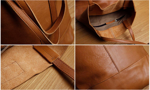 Minimalist Womens Leather Tote Bag Handbags Shoulder Bag for Women Genuine Leather