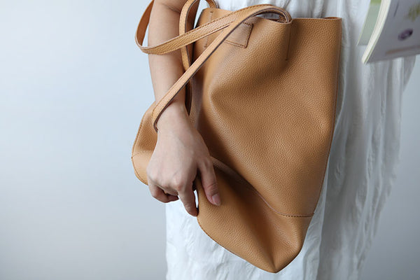 Minimalist Womens Leather Tote Bag Handbags Shoulder Bag for Women Vintage