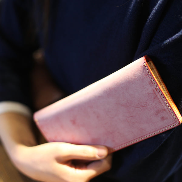 Minimalist Womens Long Leather Wallet Purse Handmade Clutch for Women