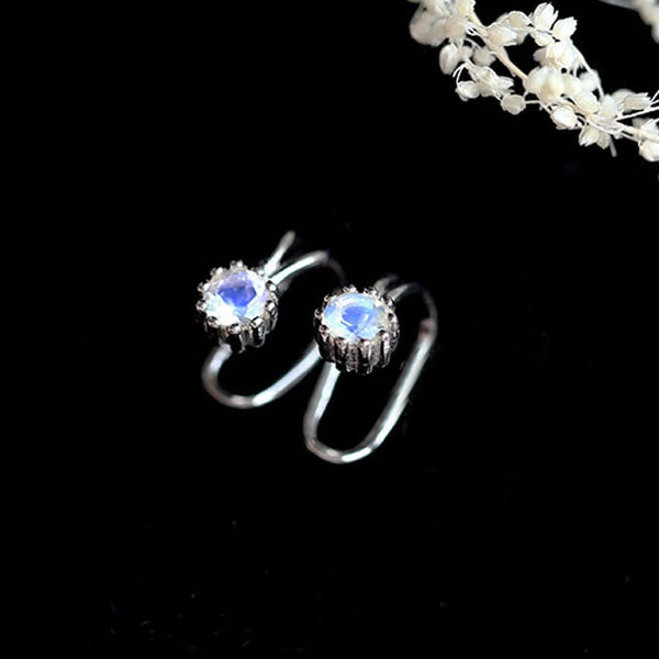 Moonstone Clip Earrings in Sterling Silver Handmade Jewelry Accessories for Women