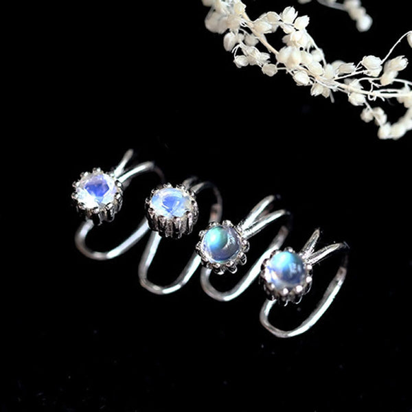 Moonstone Clip Earrings Gold Sterling Silver Jewelry Accessories Women chic