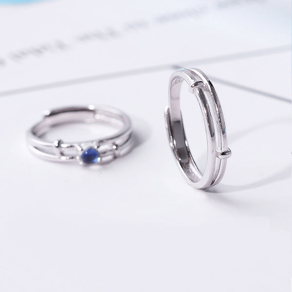Moonstone Couple Rings Silver Lovers Jewelry Promise Rings Women Men accessories