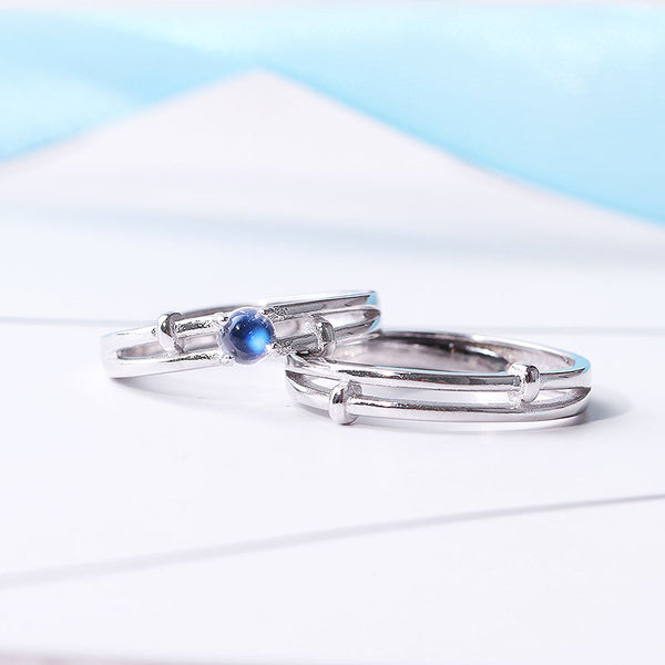 Moonstone Couple Rings Silver Lovers Jewelry Promise Rings Women Men