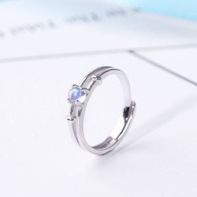 Moonstone Couple Rings Silver Lovers Jewelry Promise Rings Wome